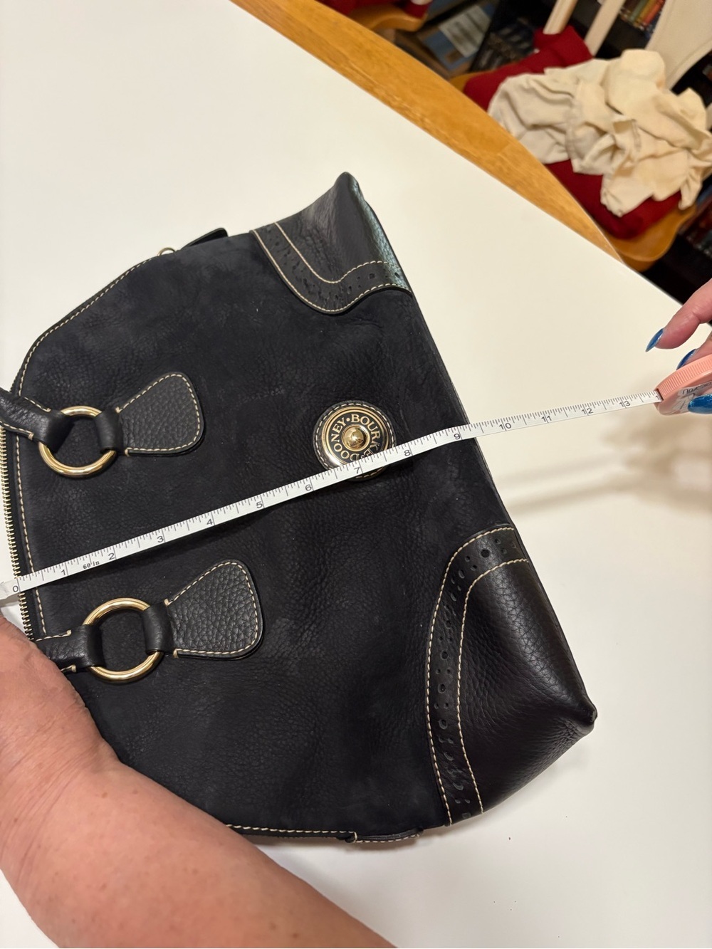 Dooney & Bourke Black Leather Dome Satchel with Tassel and Gold Hardware - Picture 11 of 16